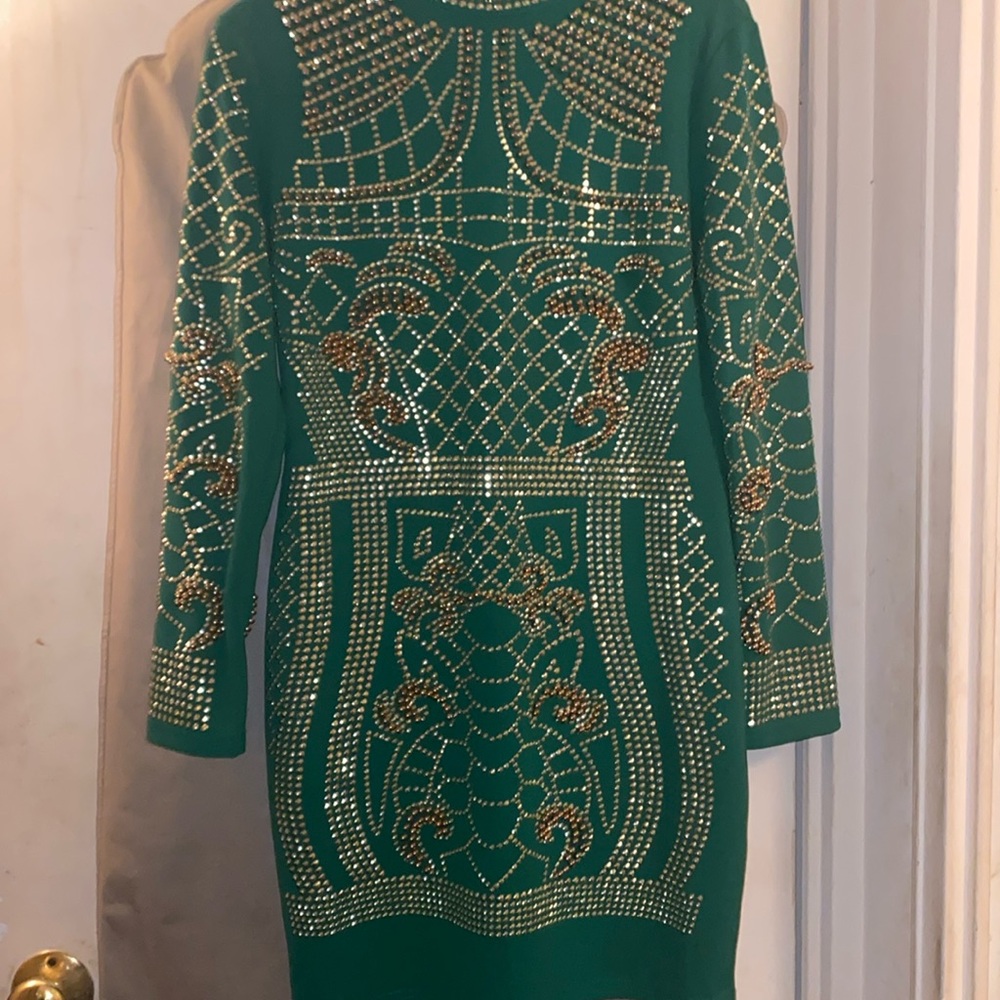 Beaded green dress size xl low cut back